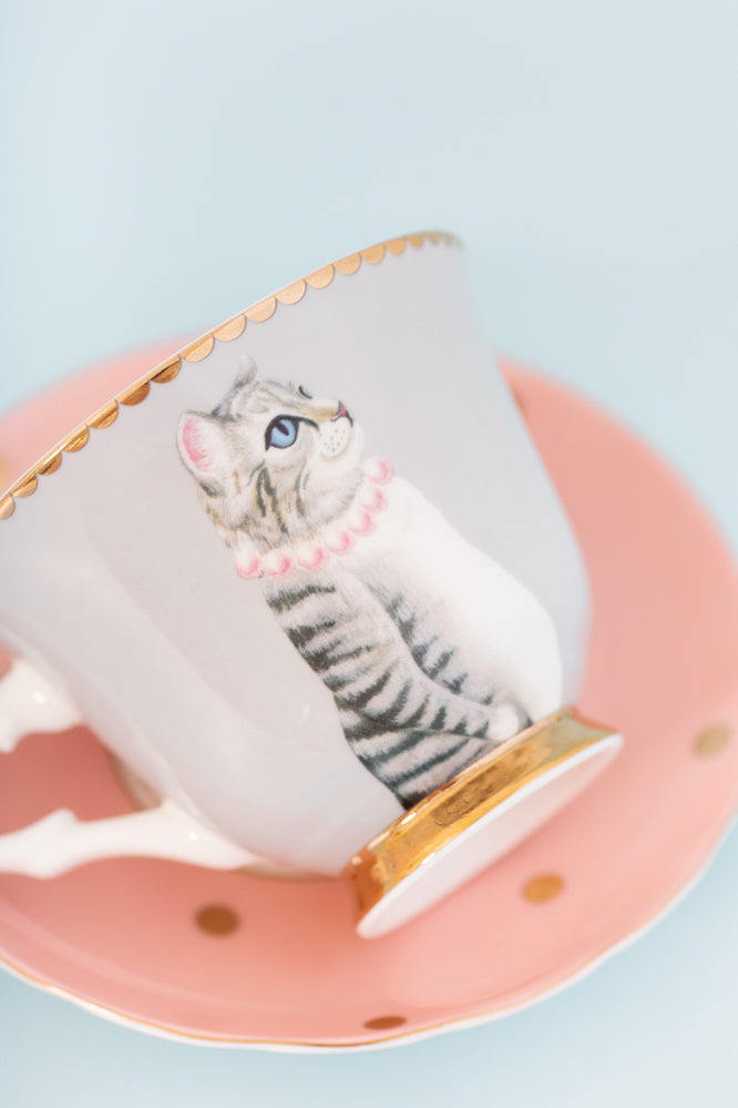 Yvonne Ellen Pussy Teacup & Saucer