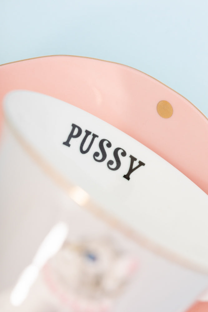 Yvonne Ellen Pussy Teacup & Saucer