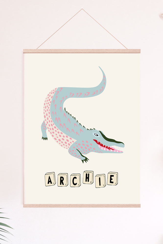 Yvonne Ellen Mini Kid's Crocodile Wall Print