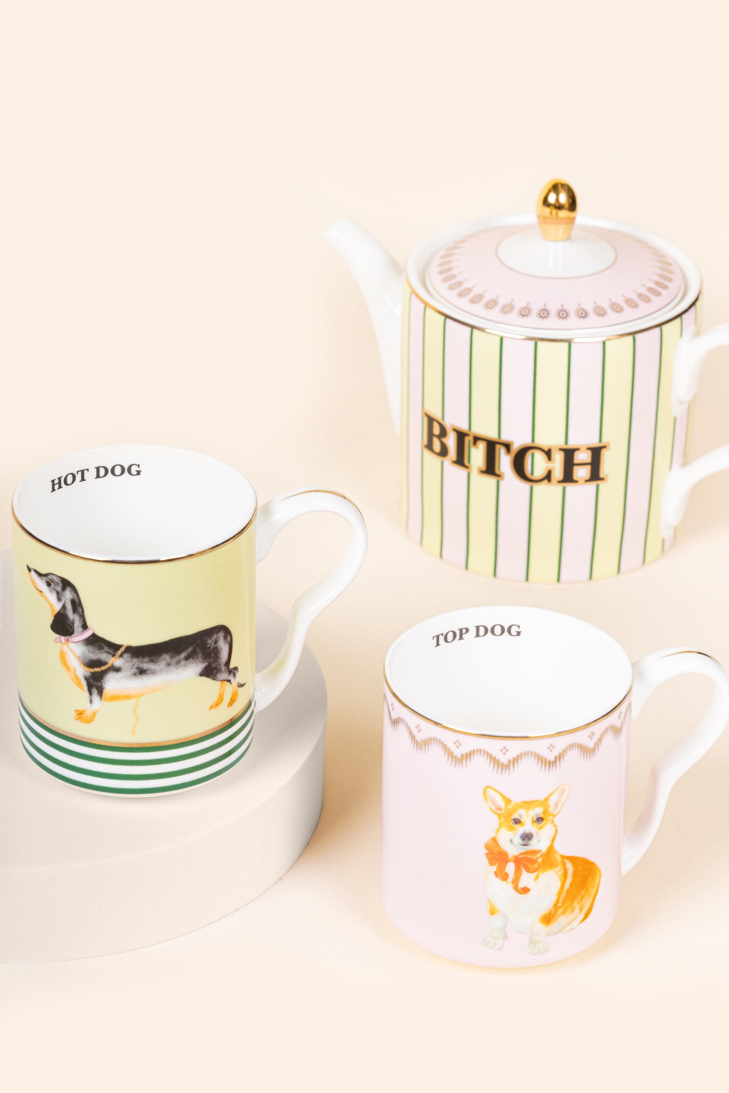 Yvonne Ellen Doggie Teapot & 2 Small Mug Set