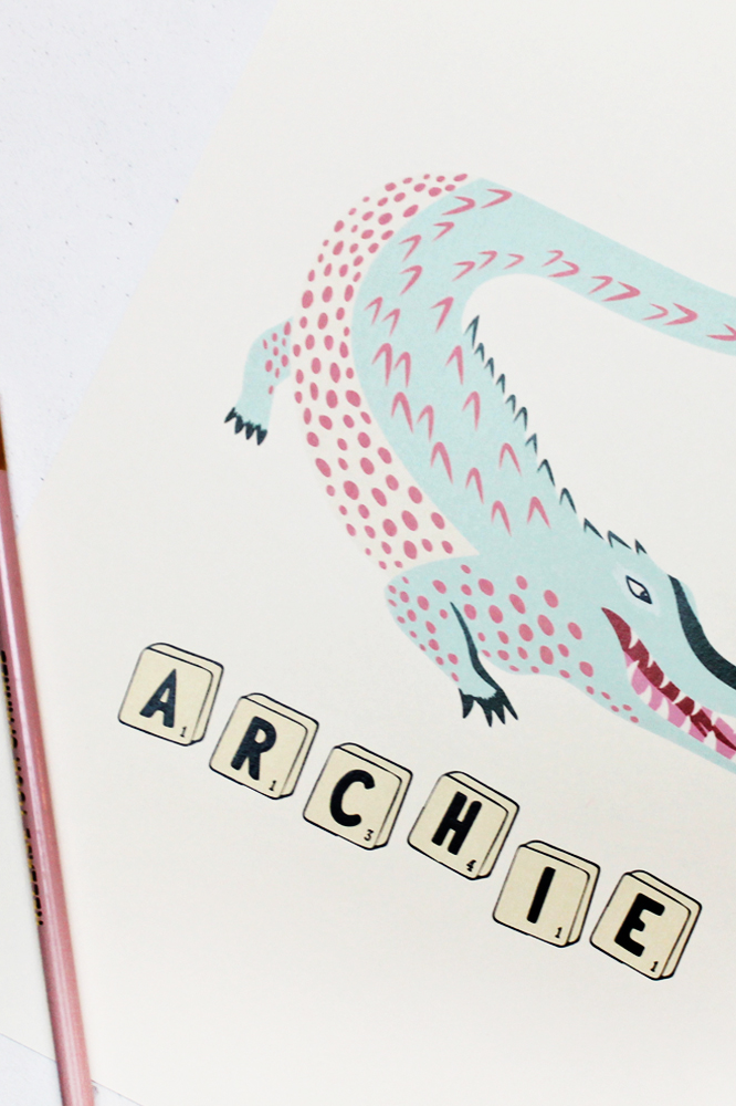 Yvonne Ellen Mini Kid's Crocodile Wall Print
