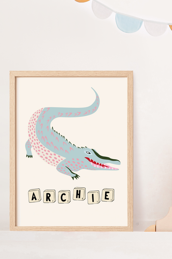 Yvonne Ellen Mini Kid's Crocodile Wall Print