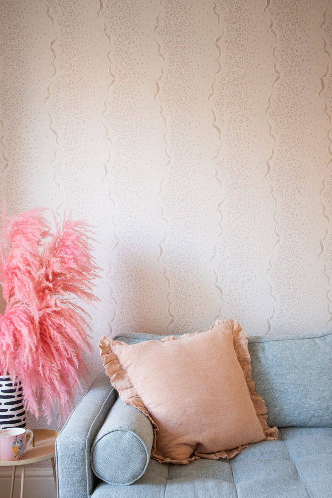 Yvonne Ellen Safari Ribbon Wallpaper Oyster Pearlised