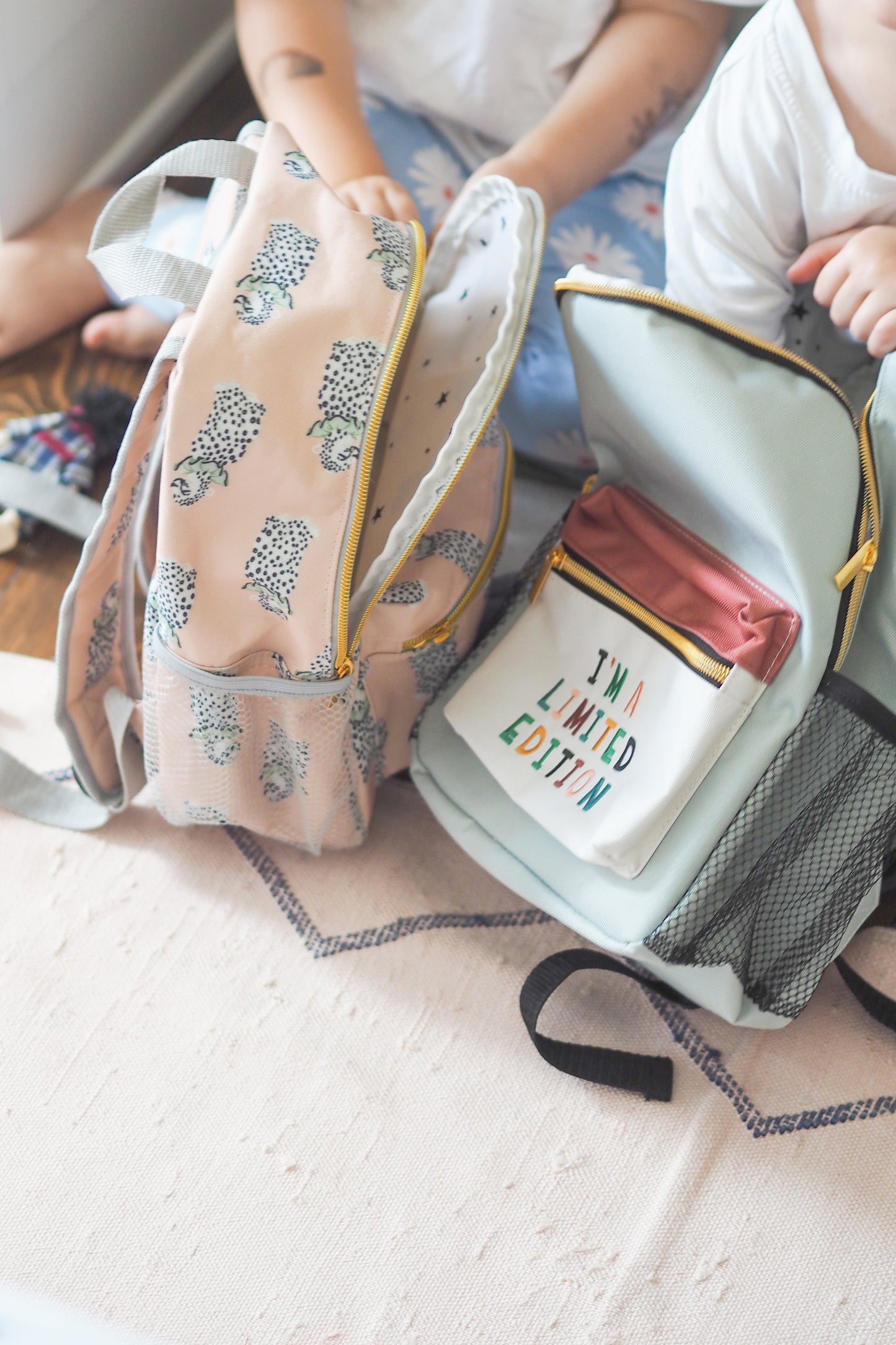 Yvonne Ellen Mini Kid's Cheetah Backpack, Peach