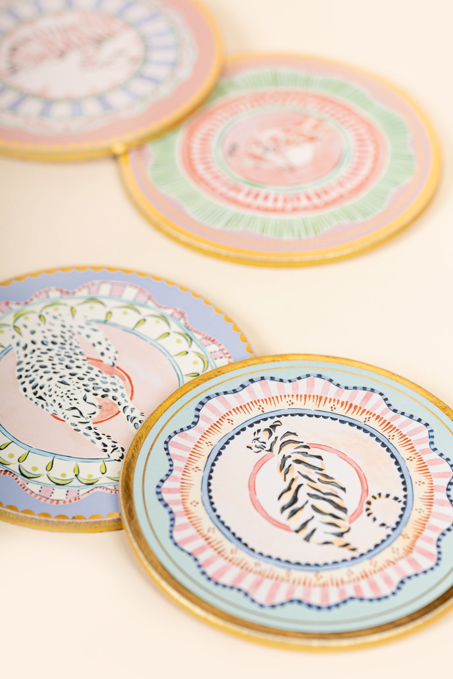 Yvonne Ellen Round Cork Back Coasters (Set of 4)
