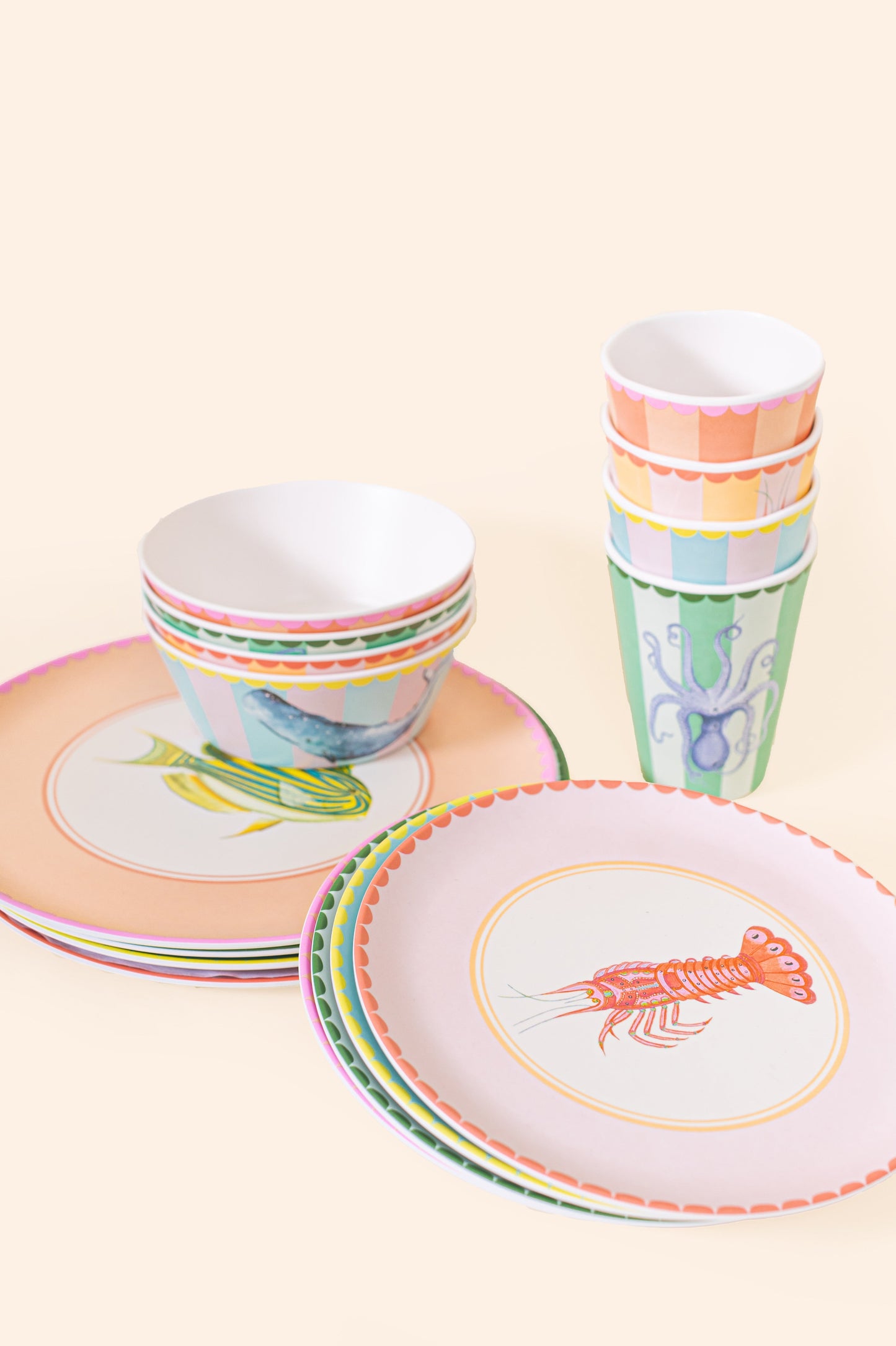 Yvonne Ellen Animal Melamine Dinner Plates (Set of 4)