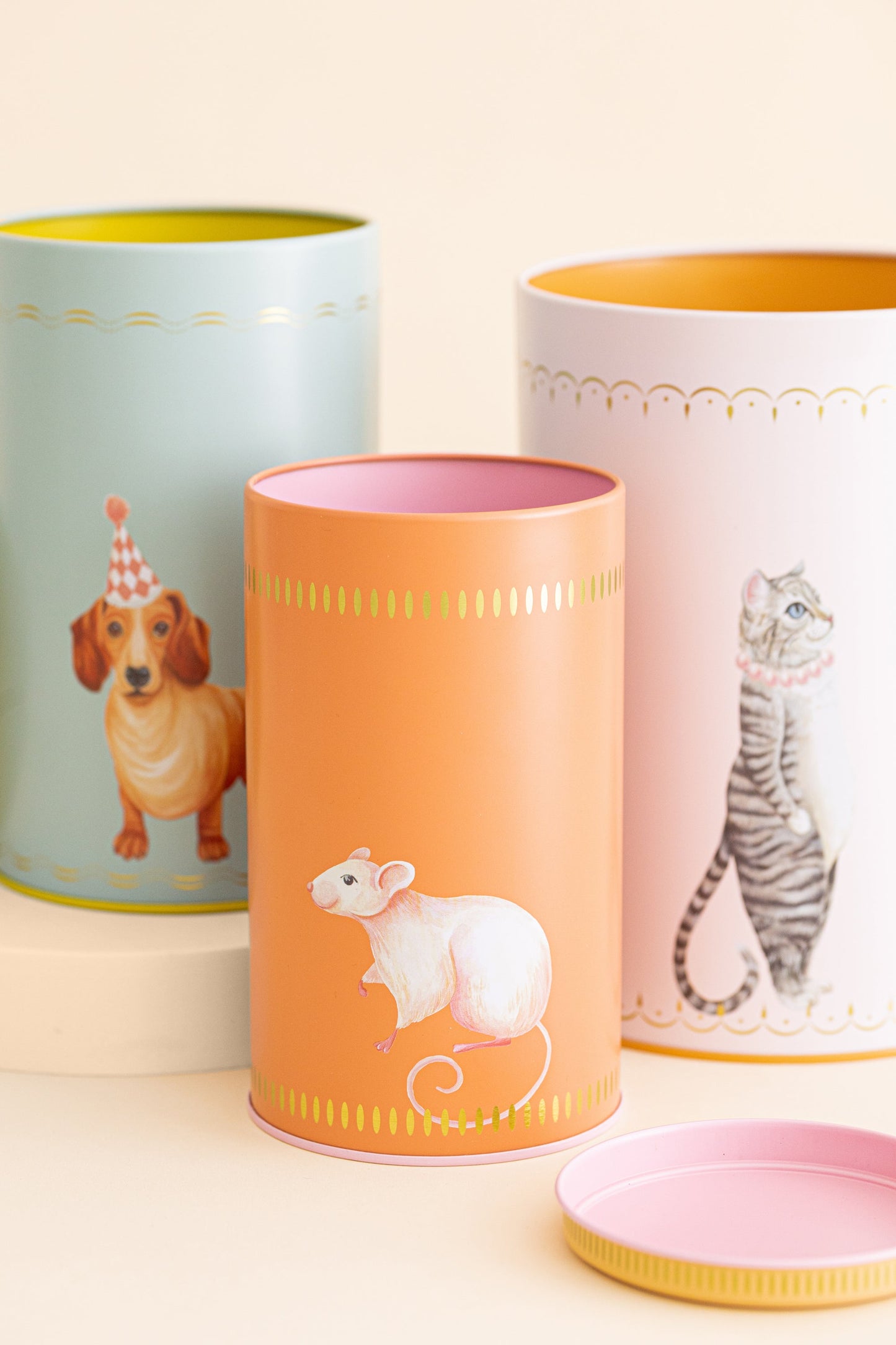 Yvonne Ellen Pussy/Sausage/Mousey Tall Cylinder Storage Tins (Set of 3)